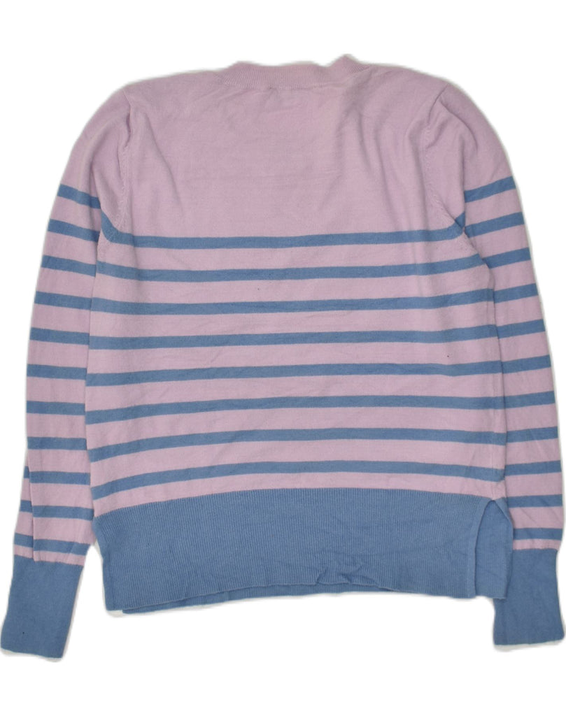 OASIS Womens Boat Neck Jumper Sweater UK 14 Medium Purple Striped Viscose | Vintage Oasis | Thrift | Second-Hand Oasis | Used Clothing | Messina Hembry 