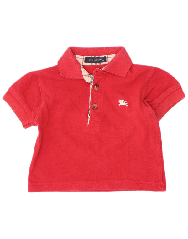 Burberry Baby Boys Polo Shirt 6-9 Months Red Cotton