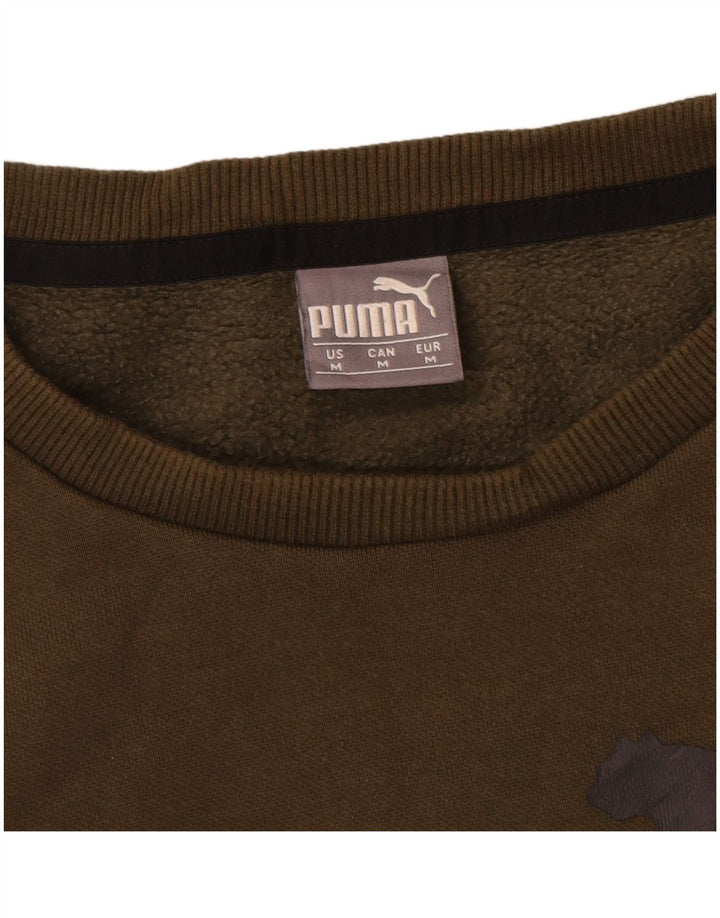 Puma Mens Graphic Sweatshirt Jumper Medium Khaki Cotton