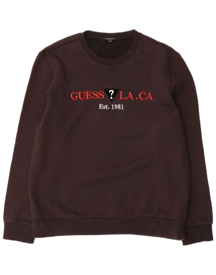 Guess Mens Graphic Sweatshirt Jumper UK 42 Large Black Cotton