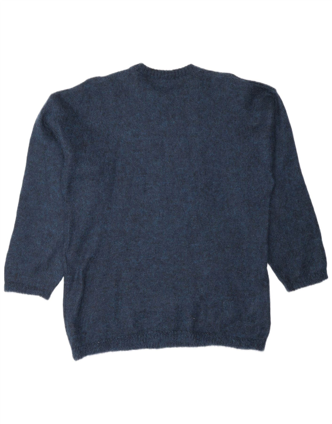 Vintage Womens Graphic Crew Neck Jumper Sweater UK 14 Medium Navy Blue