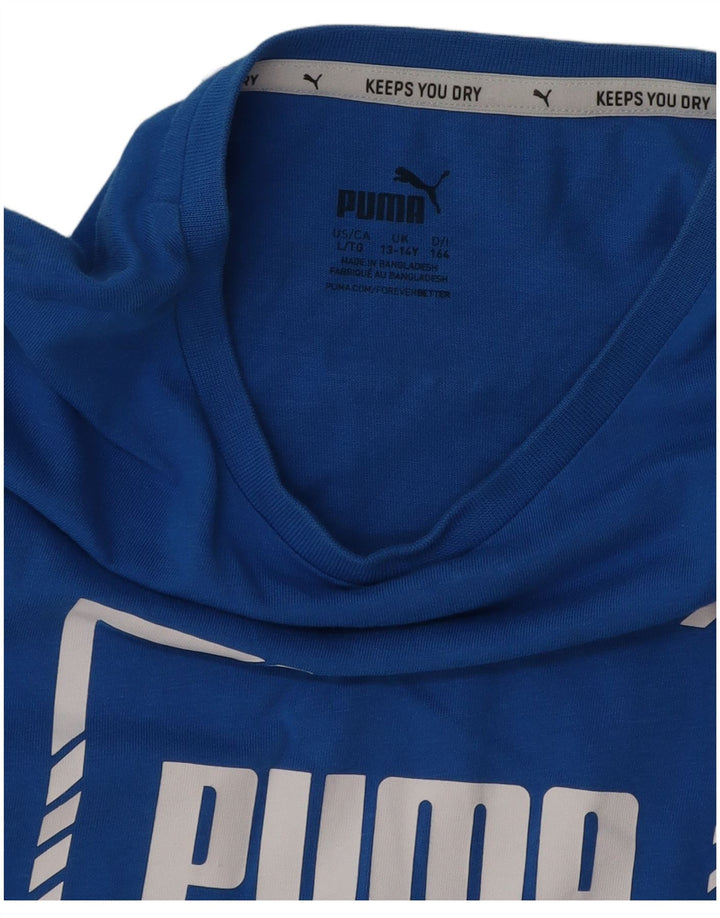 PUMA Boys Graphic T-Shirt Top 13-14 Years Blue Cotton