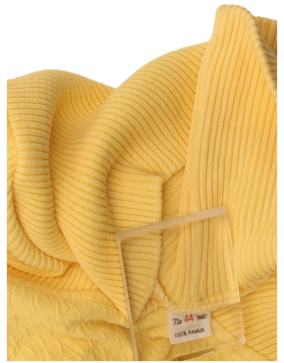 Vintage Womens Crop Oversized Roll Neck Jumper Sweater EU 44 XL Yellow
