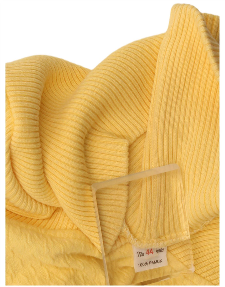 Vintage Womens Crop Oversized Roll Neck Jumper Sweater EU 44 XL Yellow