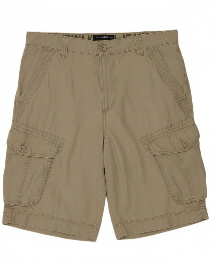Calvin Klein Mens Cargo Shorts W34 Large  Beige Cotton