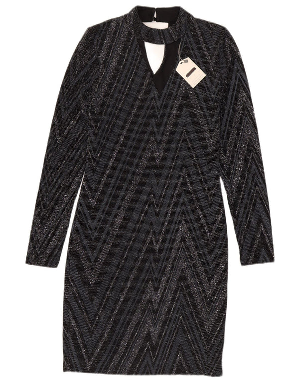 Oasis Womens Slim Fit Sheath Dress UK 6 XS Black Geometric Polyamide