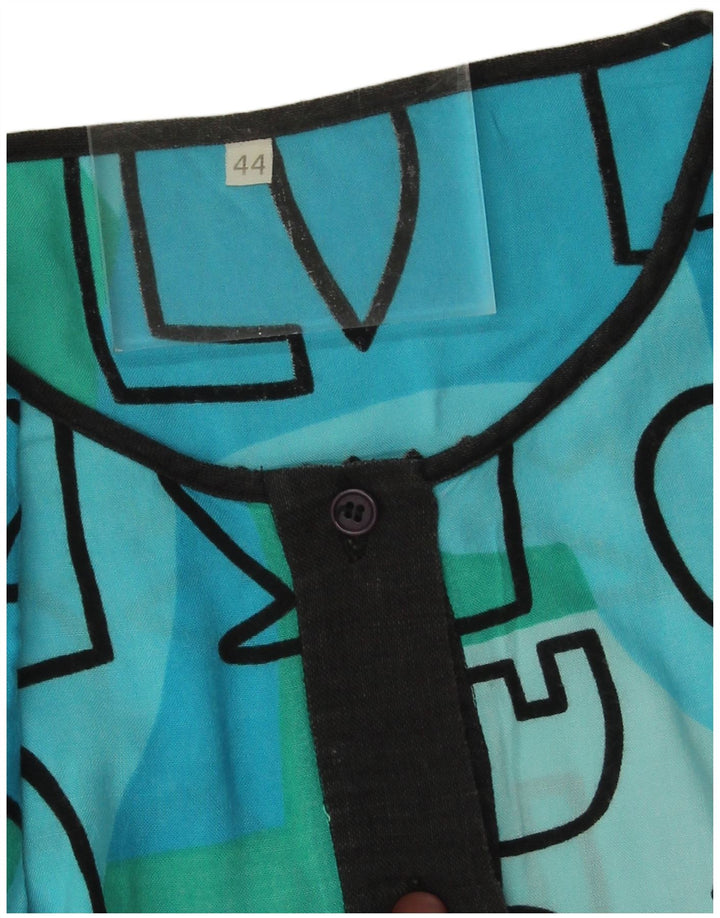 Vintage Womens Blouse Top EU 44 XL Blue Geometric