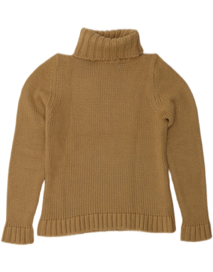 Zara Womens Roll Neck Jumper Sweater UK 14 Large Brown Acrylic