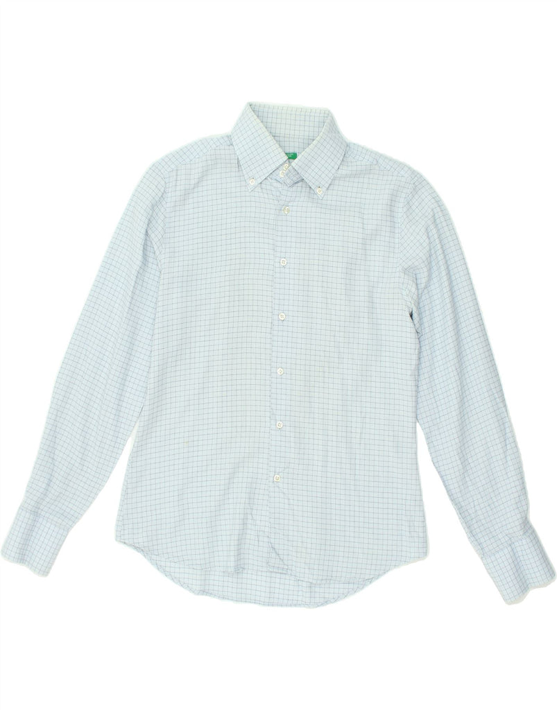 BENETTON Mens Shirt Small Blue Check | Vintage Benetton | Thrift | Second-Hand Benetton | Used Clothing | Messina Hembry 