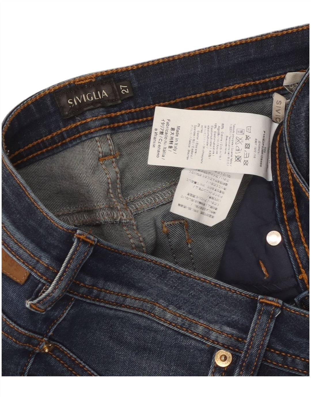 SIVIGLIA Womens Straight Jeans W27 L31 Blue Cotton