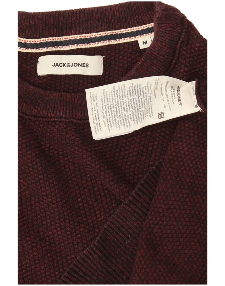 Jack & Jones Mens Crew Neck Jumper Sweater Medium Burgundy Cotton