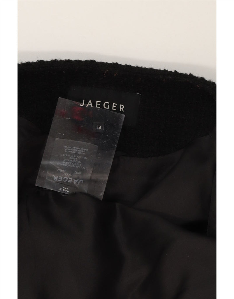 JAEGER Womens Blazer Jacket UK 14 Medium Black Acrylic Vintage Jaeger and Second-Hand Jaeger from Messina Hembry 