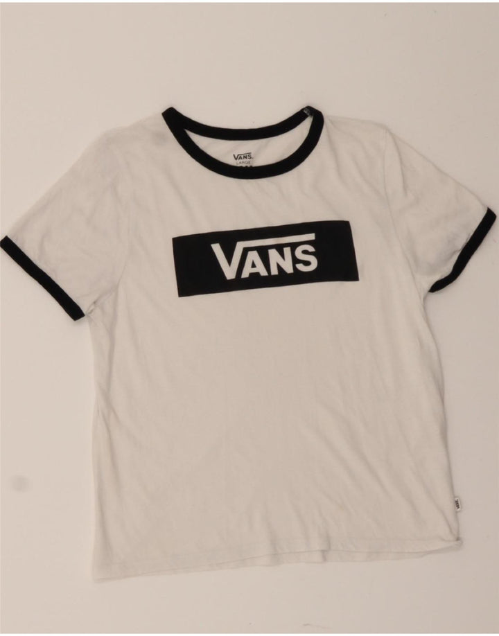 VANS Womens Graphic T-Shirt Top UK 14 Large White Vintage Vans and Second-Hand Vans from Messina Hembry 