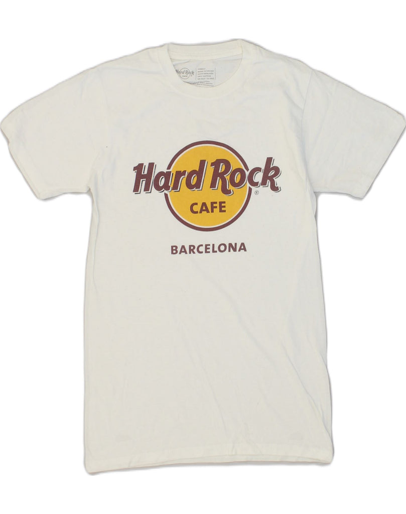 HARD ROCK CAFE Mens Barcelona Graphic T-Shirt Top XS White Cotton | Vintage Hard Rock Cafe | Thrift | Second-Hand Hard Rock Cafe | Used Clothing | Messina Hembry 