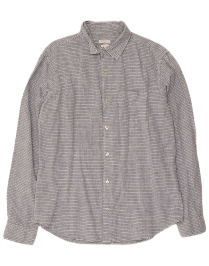 Gap Mens Standard Fit Shirt Medium Grey Pinstripe