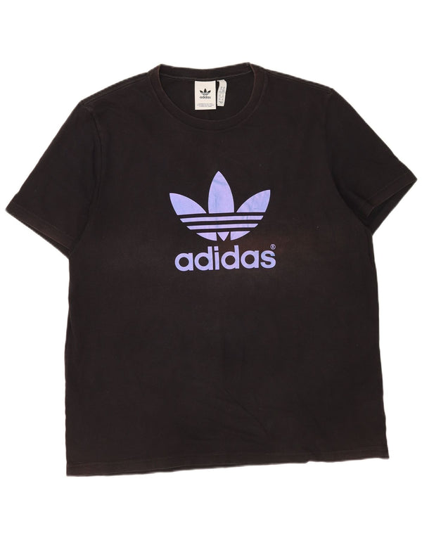 Adidas Mens Graphic T-Shirt Long Sleeve XL Black Cotton