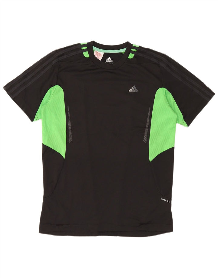 Adidas Boys Climacool T-Shirt Top 15-16 Years Black Colourblock Polyester