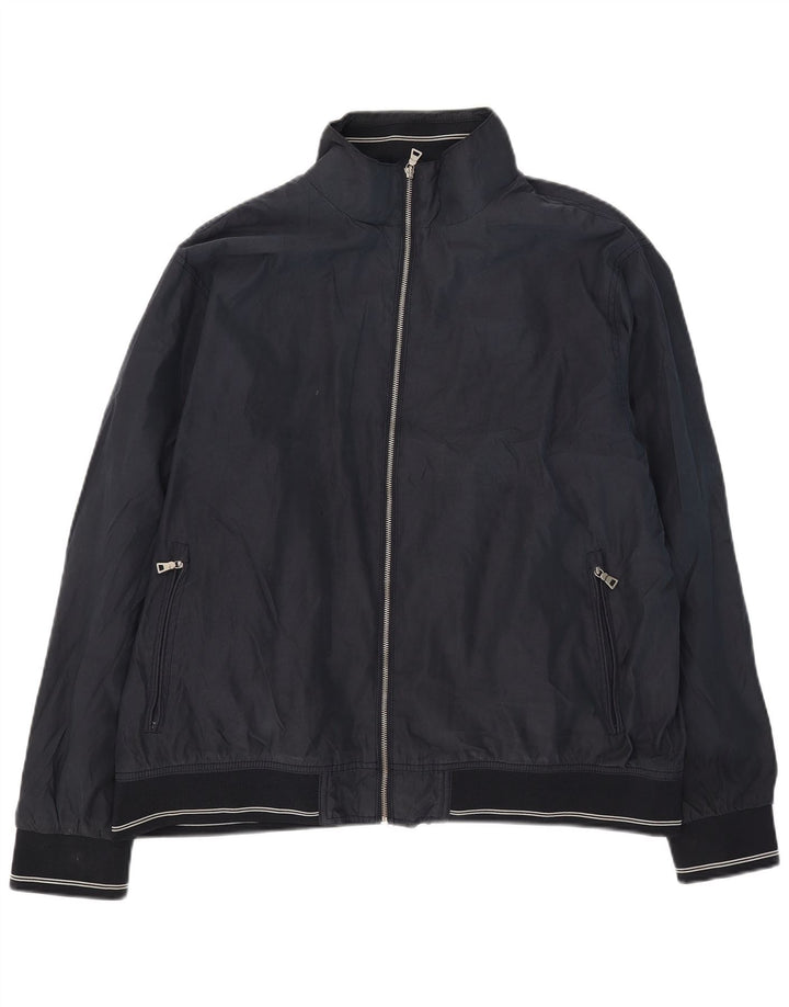 Marks & Spencer Mens Bomber Jacket UK 44 2XL Navy Blue Polyester