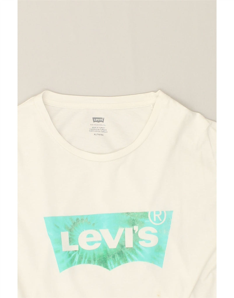 LEVI'S Womens Graphic T-Shirt Top UK 18 XL White Cotton | Vintage Levi's | Thrift | Second-Hand Levi's | Used Clothing | Messina Hembry 