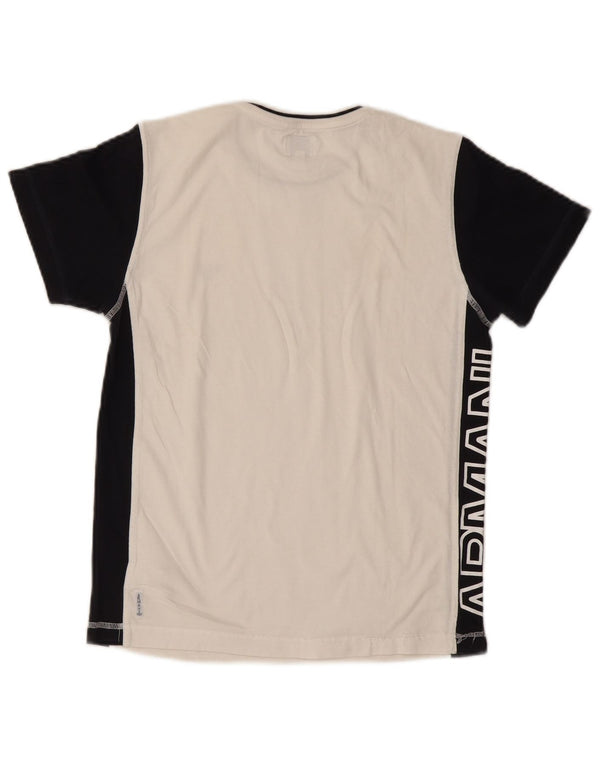 Armani Boys Graphic T-Shirt Top 13-14 Years White Colourblock Cotton