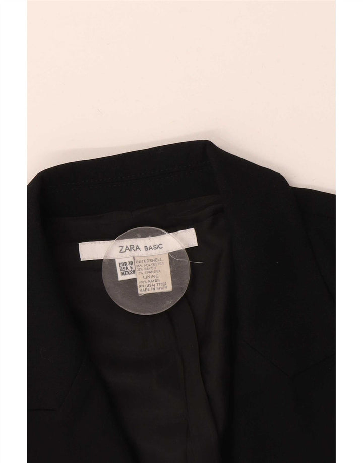 Zara Womens 1 Button Blazer Jacket EU 38 Small Black Polyester