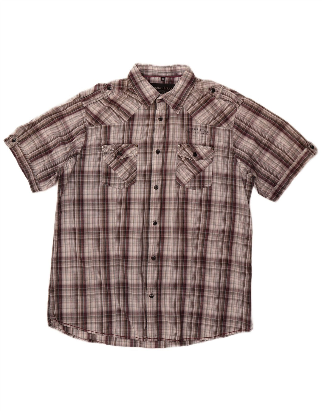 Angelo Litrico Mens Short Sleeve Shirt Size 41/42 Large Grey Check