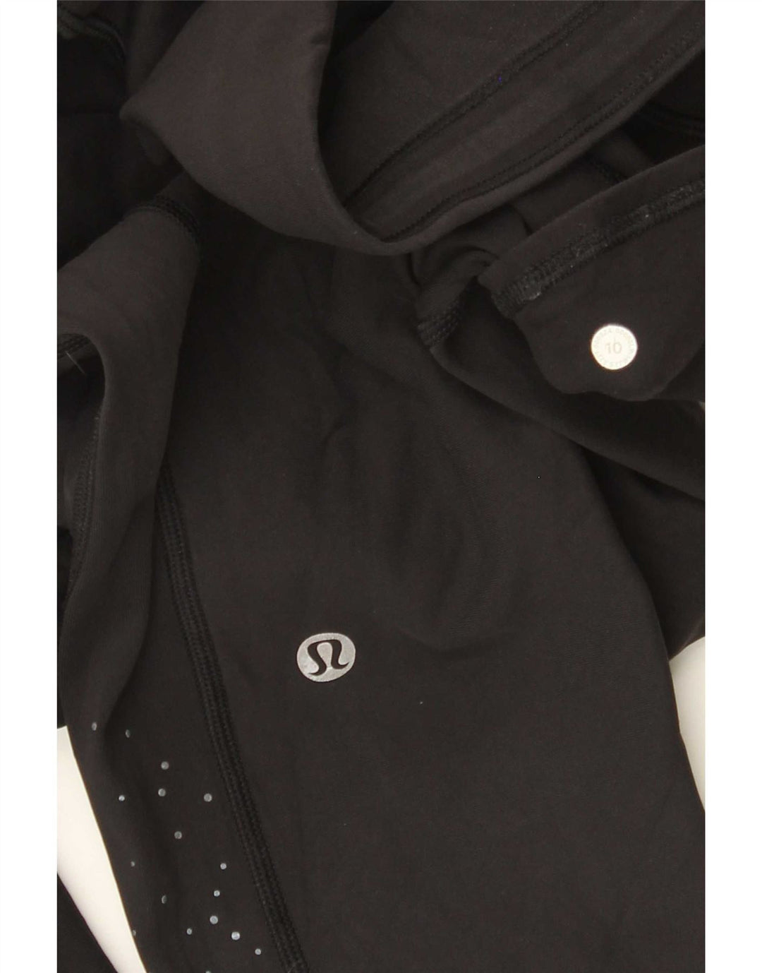 Lululemon Womens Crop Leggings US 10 Large Black Spotted
