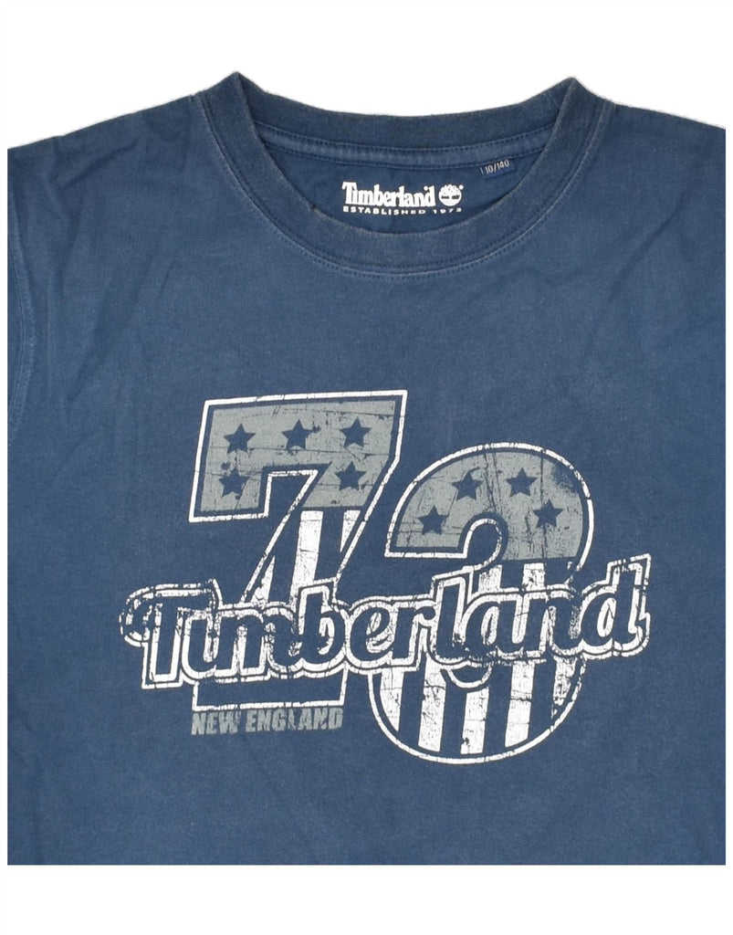 TIMBERLAND Boys Graphic T-Shirt Top 9-10 Years Navy Blue Cotton | Vintage Timberland | Thrift | Second-Hand Timberland | Used Clothing | Messina Hembry 