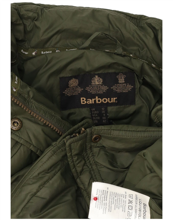 Barbour Womens Hooded Padded Jacket UK 12 Medium  Green Polyester
