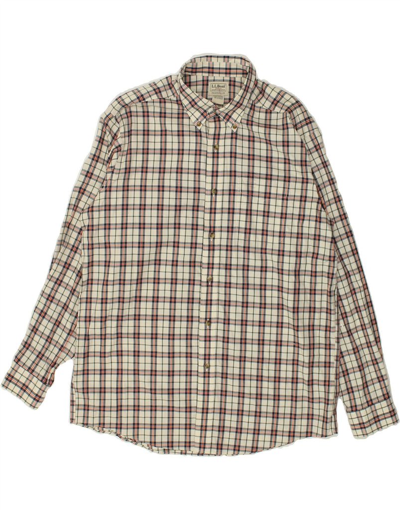 L.L.BEAN Mens Traditional Fit Shirt Large Beige Check Cotton | Vintage L.L.Bean | Thrift | Second-Hand L.L.Bean | Used Clothing | Messina Hembry 