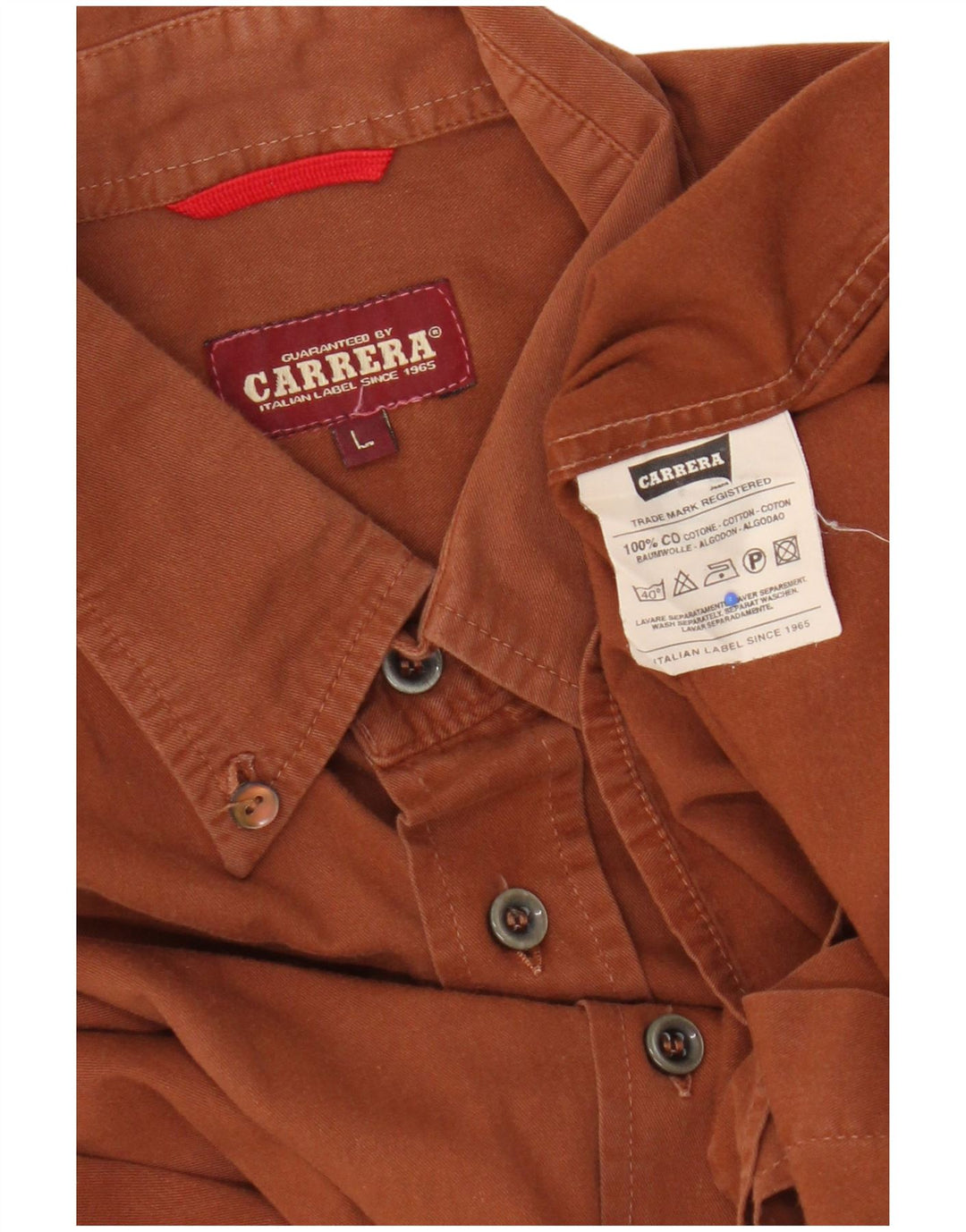 Carrera Mens Shirt Large Brown Cotton