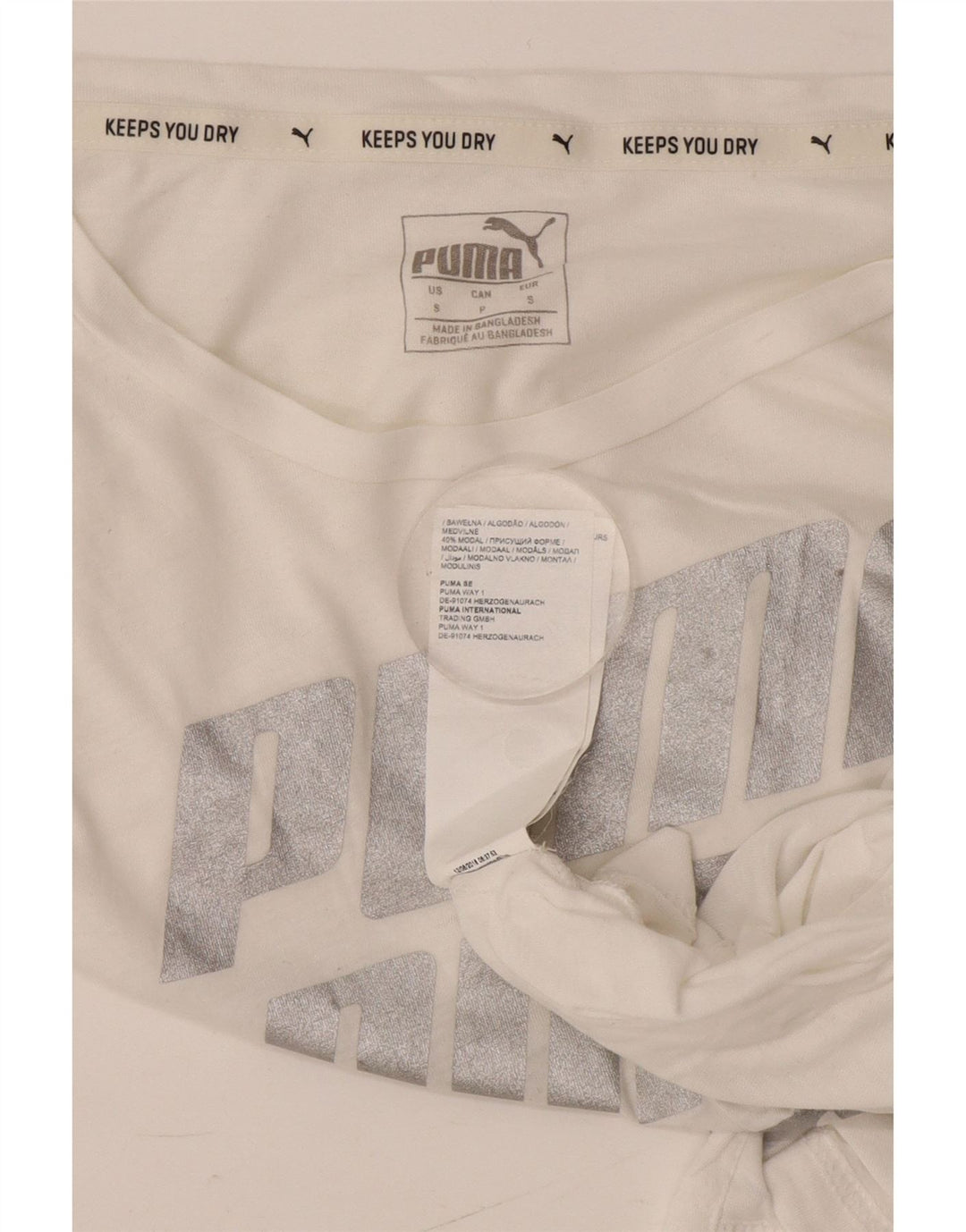 Puma Womens Oversized Graphic T-Shirt Top UK 10 Small White Cotton