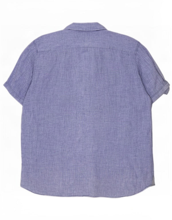 White Stuff Mens Short Sleeve Shirt 2XL Blue Linen