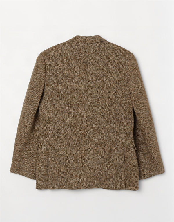 Harris Tweed Mens 2 Button Blazer Jacket UK 36 Small Khaki Wool