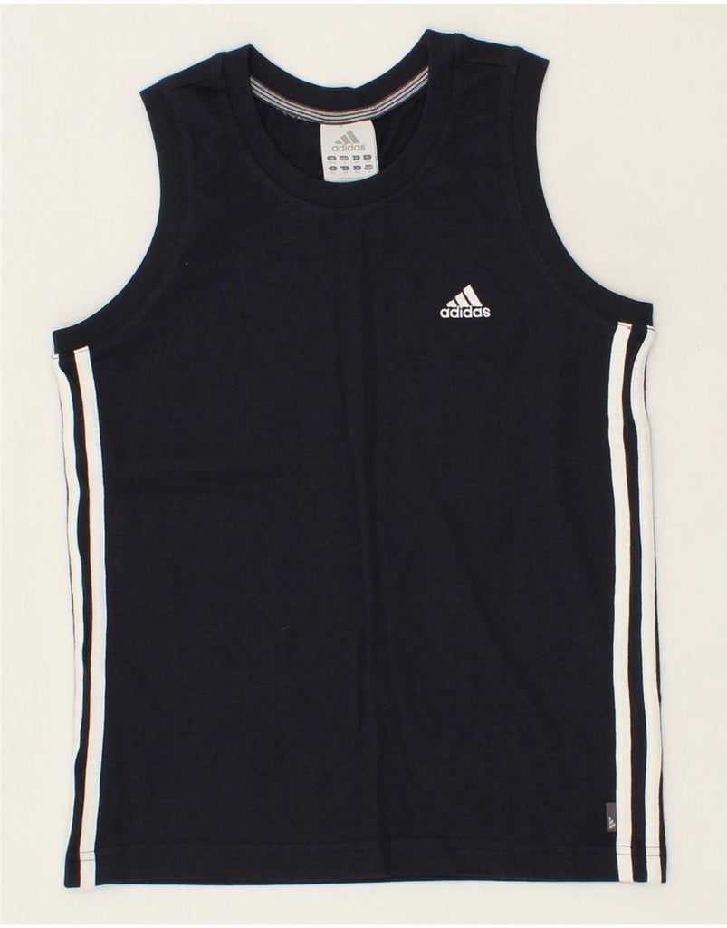 ADIDAS Boys Vest Top 11-12 Years Navy Blue Cotton Vintage Adidas and Second-Hand Adidas from Messina Hembry 