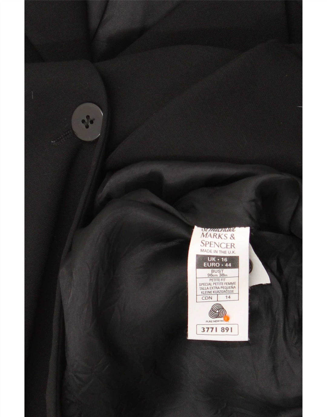Marks & Spencer Womens Overcoat UK 16 Large Black New Wool