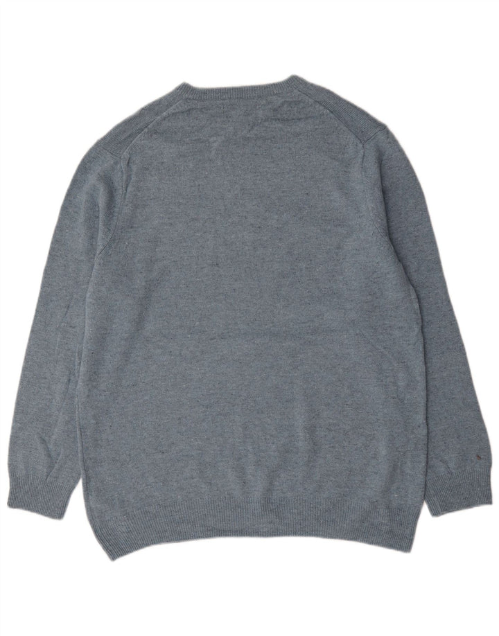 Marks & Spencer Mens Crew Neck Jumper Sweater 2XL Blue Flecked Lambswool