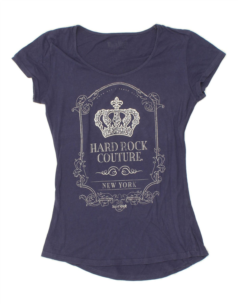 HARD ROCK COUTURE Womens New York Graphic T-Shirt Top UK 12 Medium Blue | Vintage Hard Rock Couture | Thrift | Second-Hand Hard Rock Couture | Used Clothing | Messina Hembry 