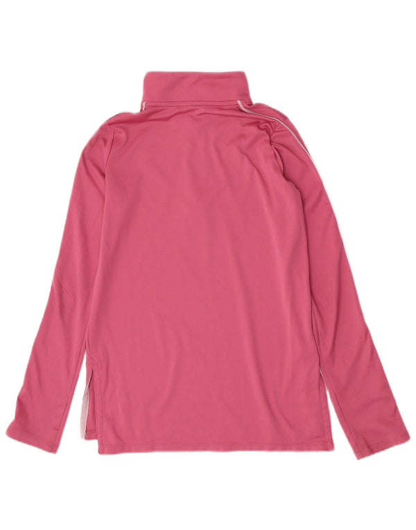 Under Armour Girls Zip Neck Top Long Sleeve 9-10 Years Medium Pink Sports