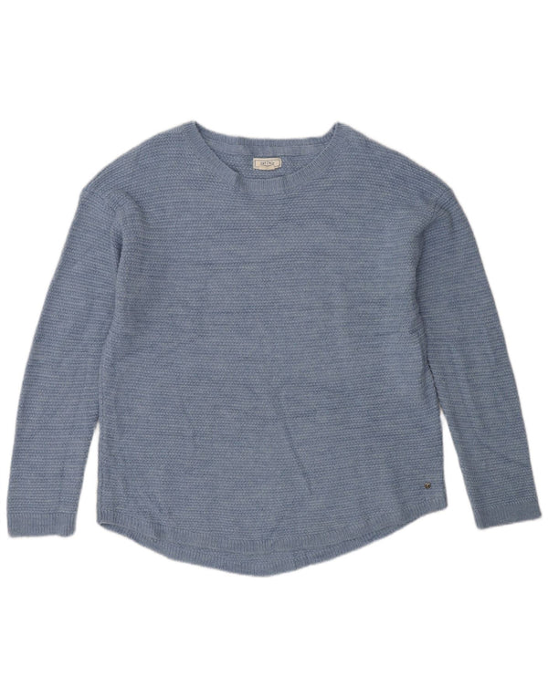 Fat Face Womens Boat Neck Jumper Sweater UK 12 Medium Blue Acrylic