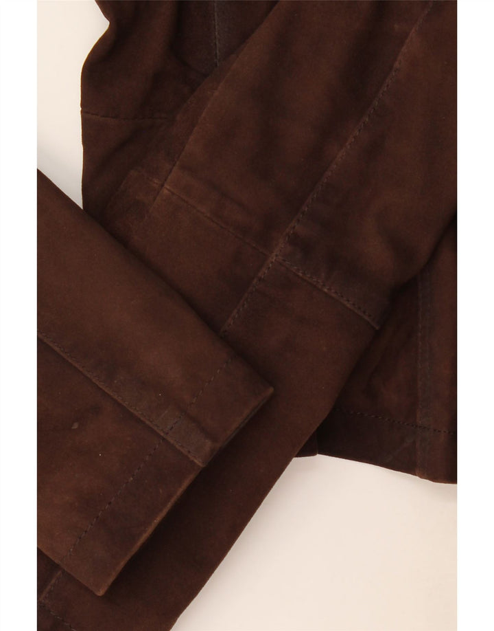 On Stage Womens Leather Biker Jacket IT 38 XS Brown Colourblock Leather