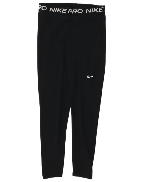 NIKE Womens Dri Fit Graphic Leggings UK 12 Medium  Black
