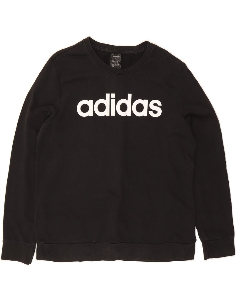 ADIDAS Womens Graphic Sweatshirt Jumper UK 20/22 XL Black Cotton Vintage Adidas and Second-Hand Adidas from Messina Hembry 