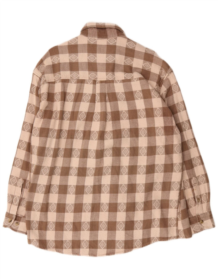 Tom Tailor Mens Flannel Shirt XL Brown Check Cotton