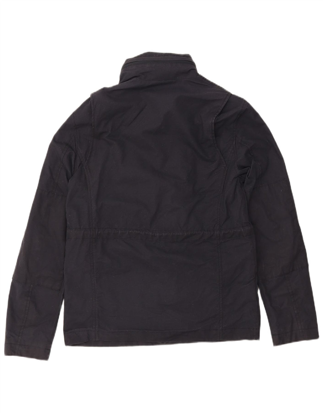 FRED PERRY Mens Hooded Windbreaker Jacket UK 36 Small Navy Blue Cotton