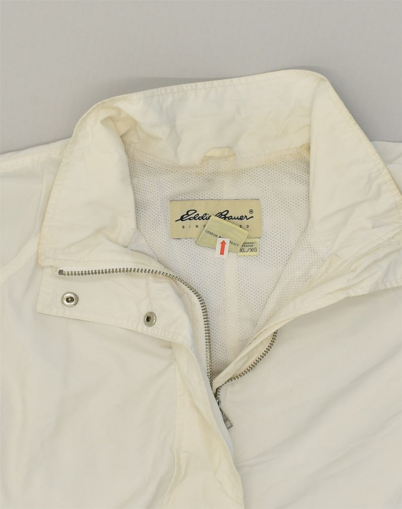 EDDIE BAUER Womens Rain Jacket UK 18 XL White Nylon | Vintage Eddie Bauer | Thrift | Second-Hand Eddie Bauer | Used Clothing | Messina Hembry 