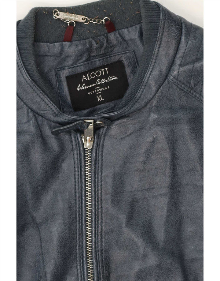 Alcott Womens Leather Jacket UK 18 XL Blue