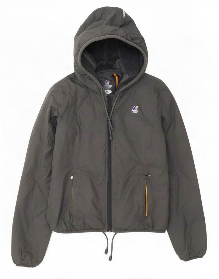 K-Way Womens Hooded Windbreaker Jacket UK 8 Small Grey Polyamide