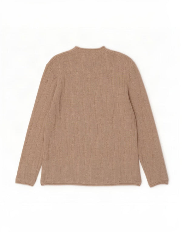 Zara Mens Turtle Neck Jumper Sweater Medium Beige Flecked Polyester