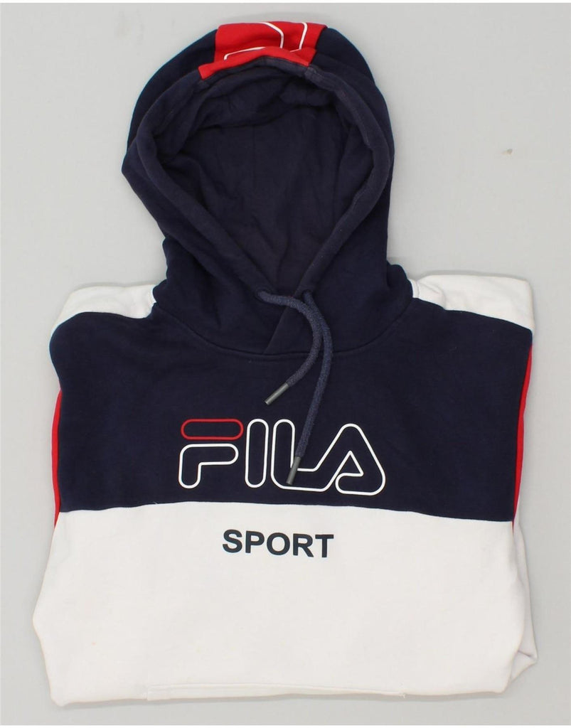 FILA Mens Graphic Hoodie Jumper Small Multicoloured Colourblock Sports | Vintage Fila | Thrift | Second-Hand Fila | Used Clothing | Messina Hembry 